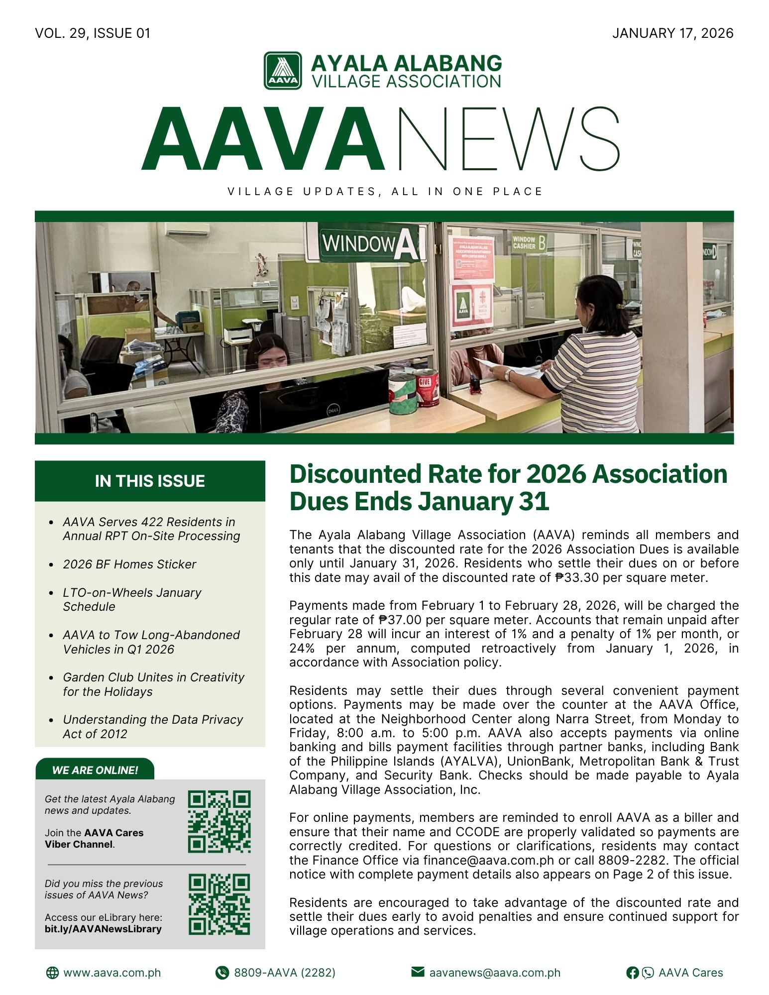 AAVA News Volume 29, Issue 01