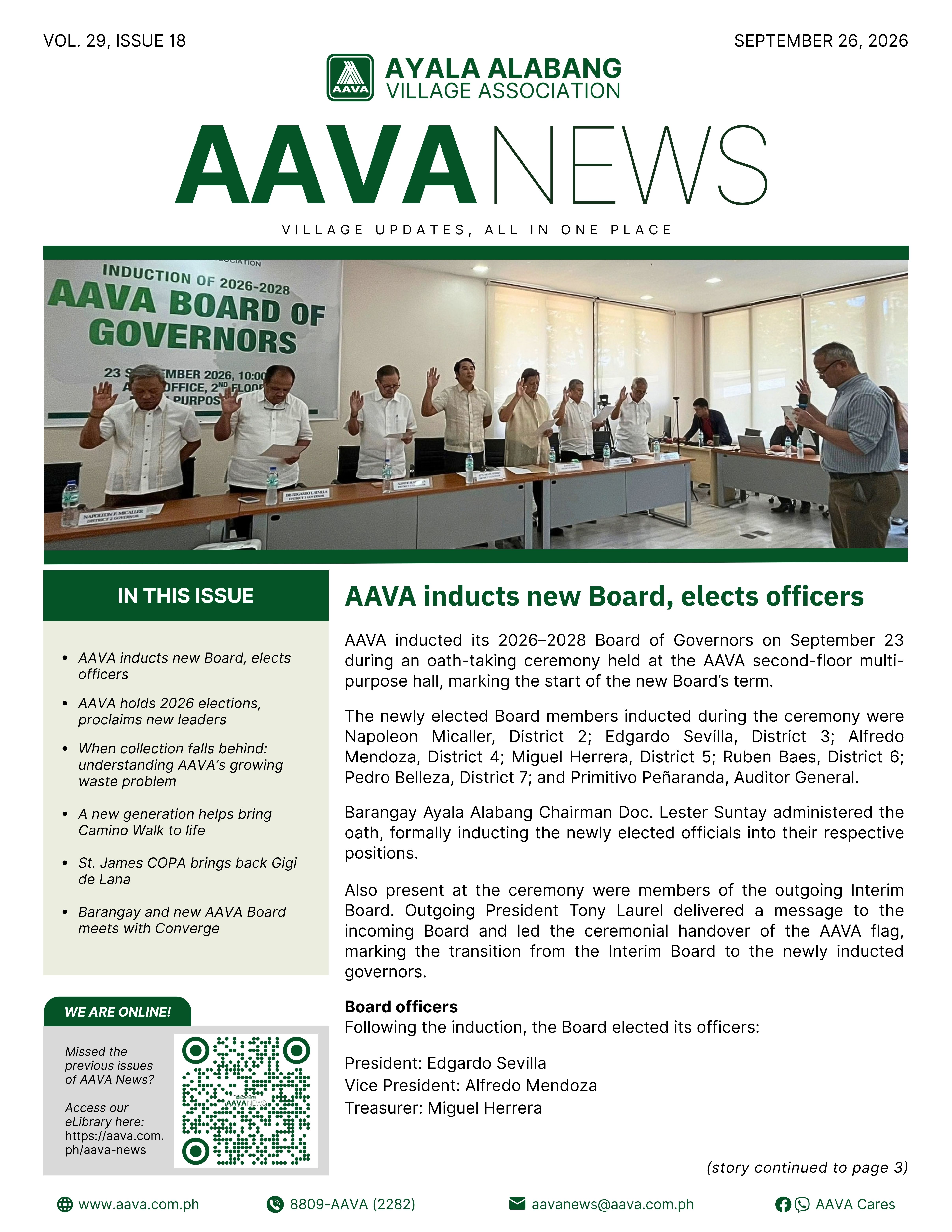 AAVA News Volume 29, Issue 18