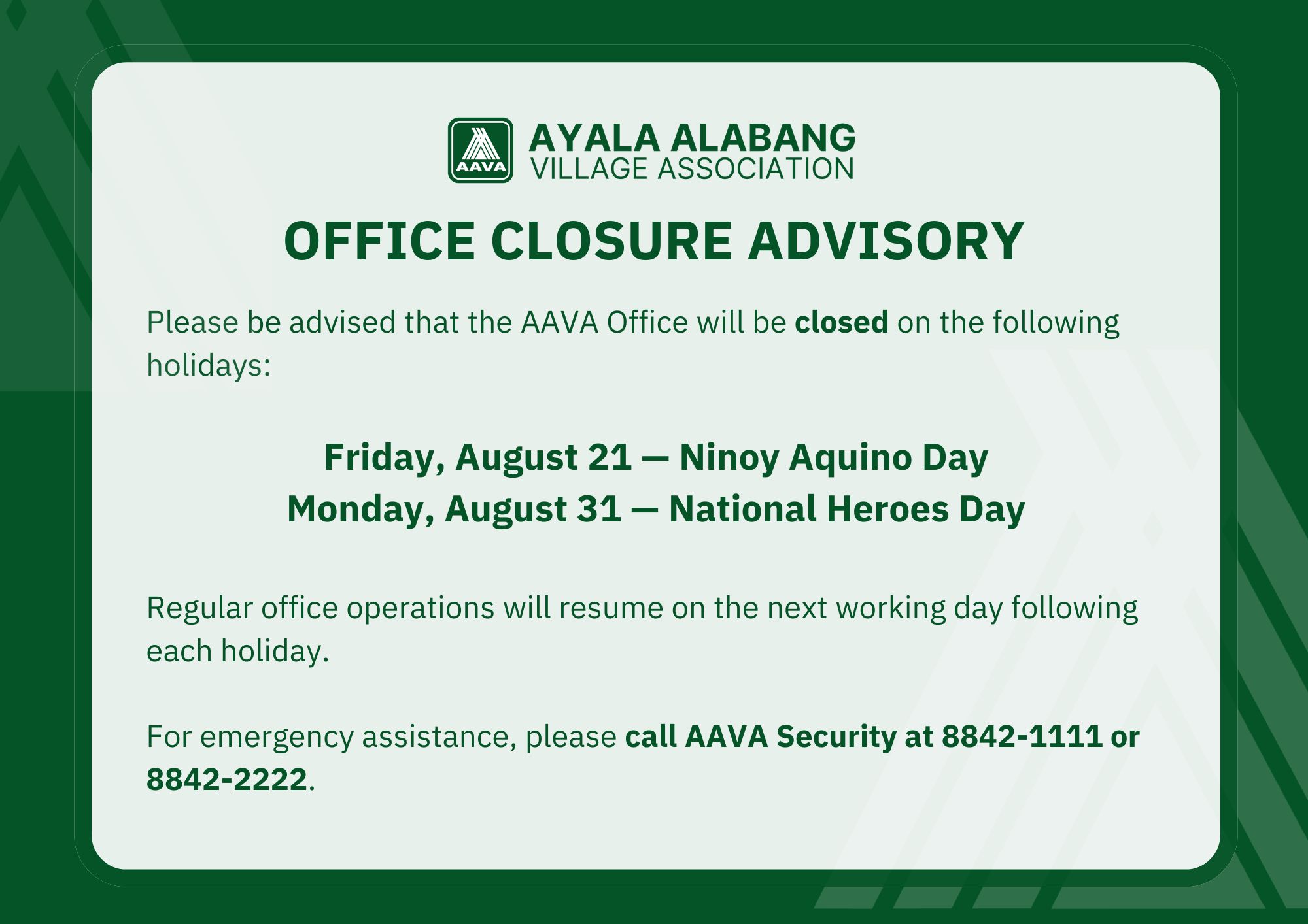 ADVISORY